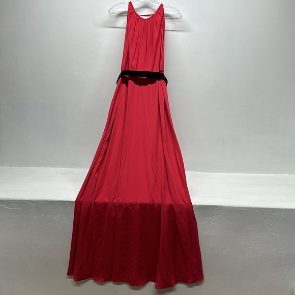 Jill Stuart Dress Maxi Crepe Evening Gown Long Sleeveless Belted Red New 10 - Picture 2 of 11